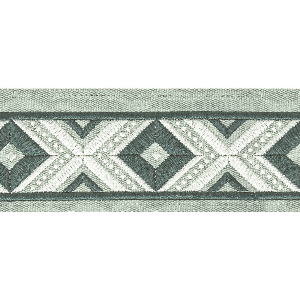 Oakdale Tape 2 Pewter by Stout Trim Stout Trim Oakdale Tape 2 PewterTrim Stitched Up Trim 100%Cot %Bemb India </p><p>Repeat: H: 2.5, V: 3 2.5 in - Fabric Carolina -