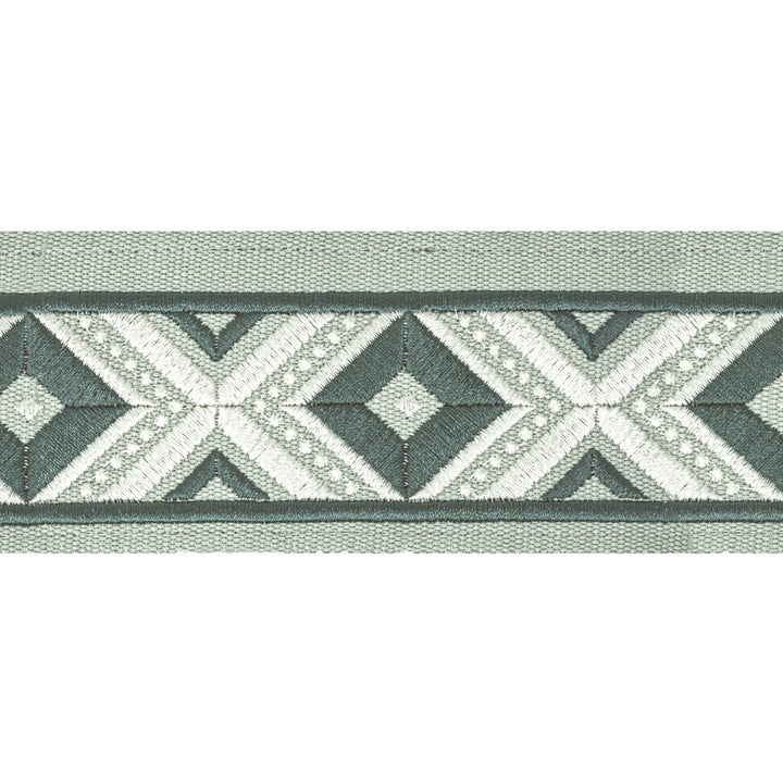 Oakdale Tape 1 Seaglass by Stout Trim STITCHED UP TRIM 100%COT %BEMB INDIA Horizontal: 2.500 and Vertical: 3.000 2.5 in - Fabric Carolina -