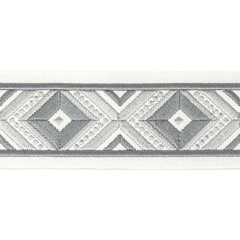 Oakdale Tape 2 Pewter by Stout Trim Stout Trim Oakdale Tape 2 PewterTrim STITCHED UP TRIM 100%COT %BEMB INDIA </p><p>Repeat: H: 2.500, V: 3.000 2.5 in - Fabric Carolina -
