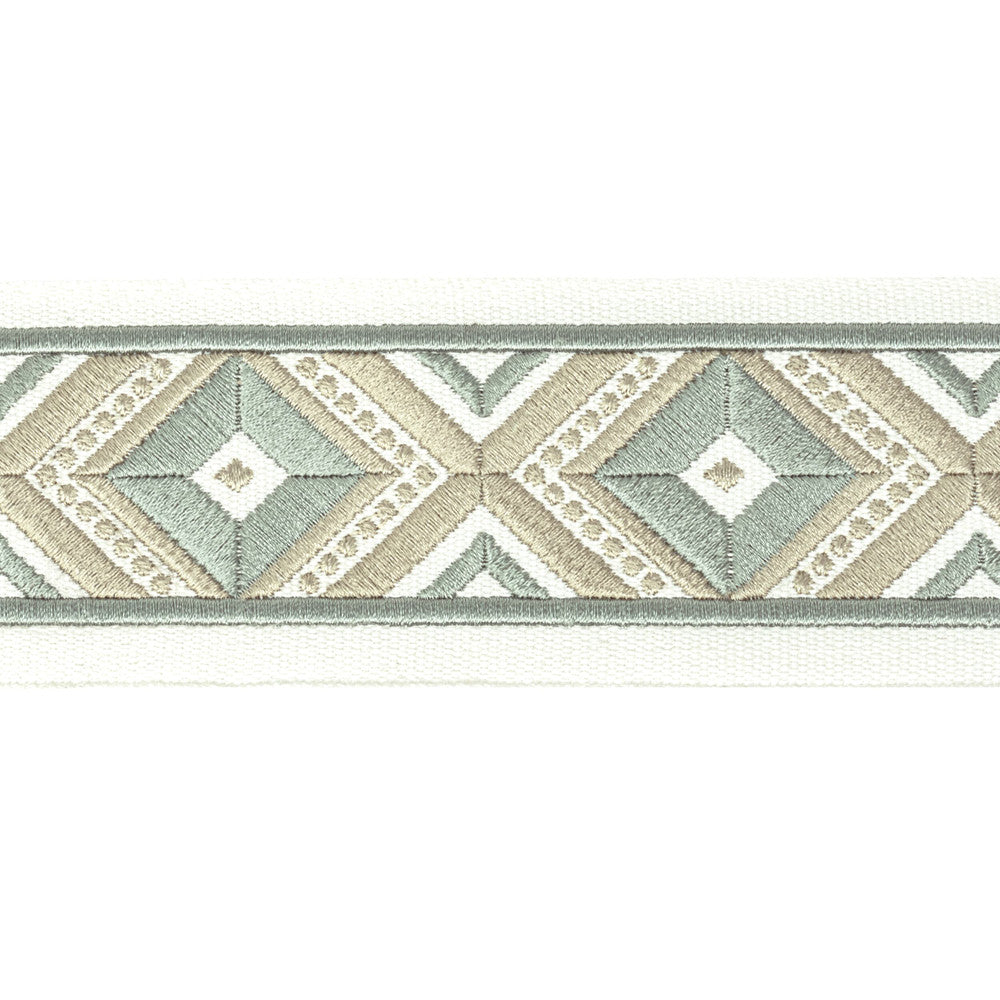 Oakdale Tape 3 Shoreline by Stout Designer Trim STITCHED UP TRIM 100%COT %BEMB INDIA Horizontal: 2.500 and Vertical: 3.000 2.5 in - Swanky Fabrics -