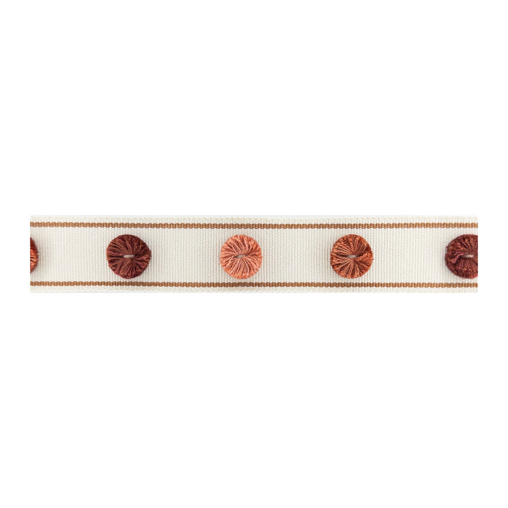 Odessa Tape 7 Spice by Stout Trim Stout Trim Odessa Tape 7 SpiceTrim NEW TRADITIONS TRIM 94%SVI 6%POL CHINA </p><p>Repeat: H: 5.500, V: 0.000 1.25 in - Fabric Carolina -