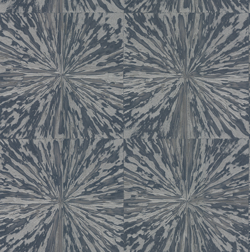 Squareburst Navy Wallpaper by Antonina Vella Antonina Vella Elegant Earth Covers about 56.9 square feet 20.8-in by 32.8-ft long roll Unpasted 20.8 - Fabric Carolina -