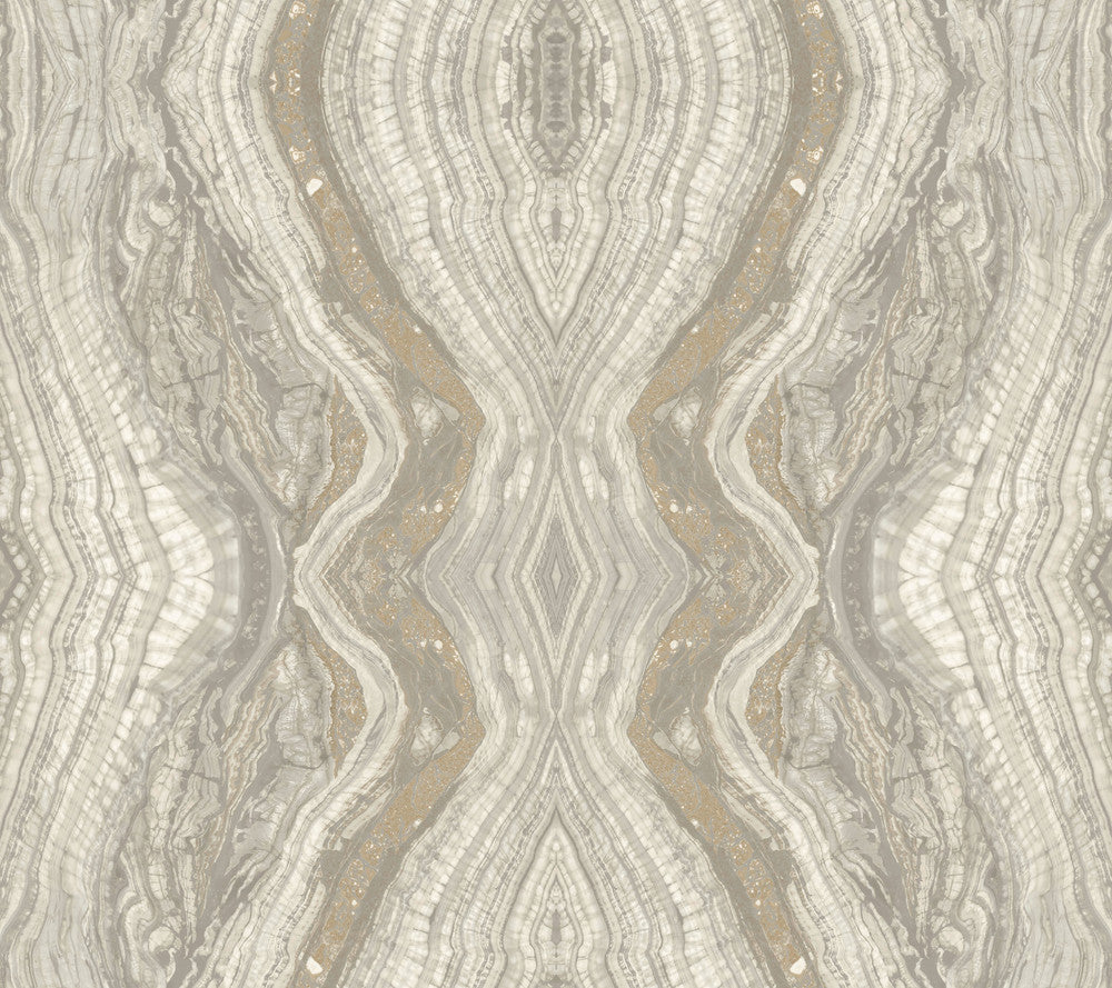 Kaleidoscope Light Grey Wallpaper by Antonina Vella Antonina Vella Elegant Earth Covers about 60.8 square feet 27-in by 27-ft long roll Unpasted 24 - Fabric Carolina -