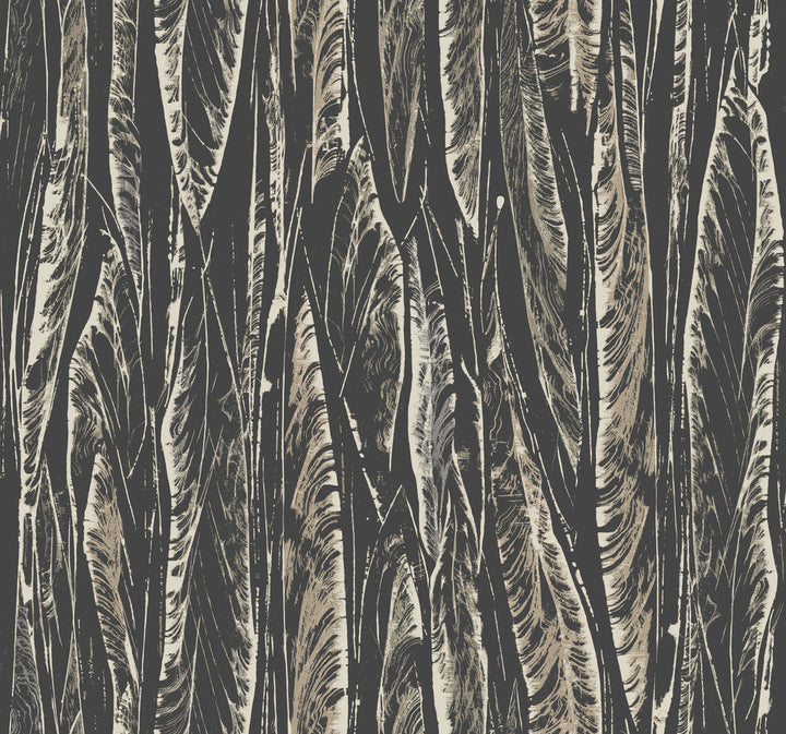 Native Leaves Black Wallpaper by Antonina Vella Antonina Vella Elegant Earth Covers about 60.8 square feet 27-in by 27-ft long roll Unpasted 25.25 - Fabric Carolina -