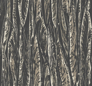 Native Leaves Black Wallpaper by Antonina Vella