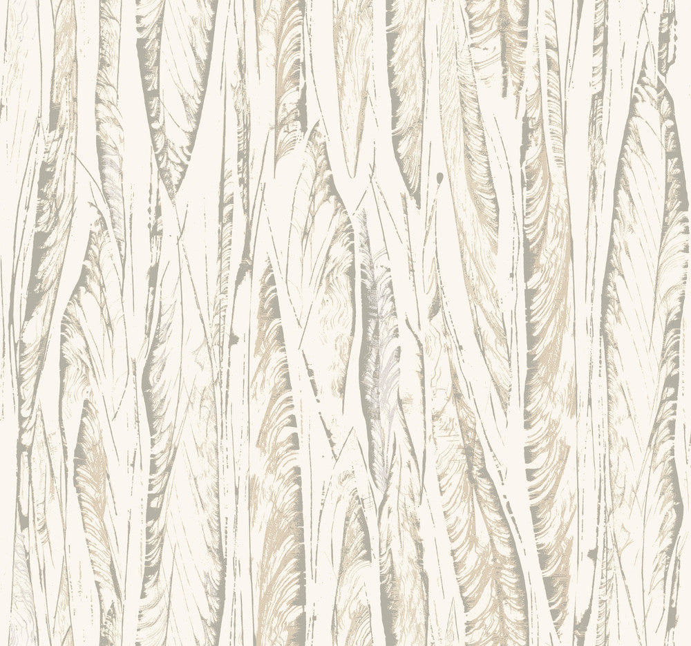 Native Leaves Cream & Beige Wallpaper by Antonina Vella Antonina Vella Elegant Earth Covers about 60.8 square feet 27-in by 27-ft long roll Unpasted 25.25 - Fabric Carolina -