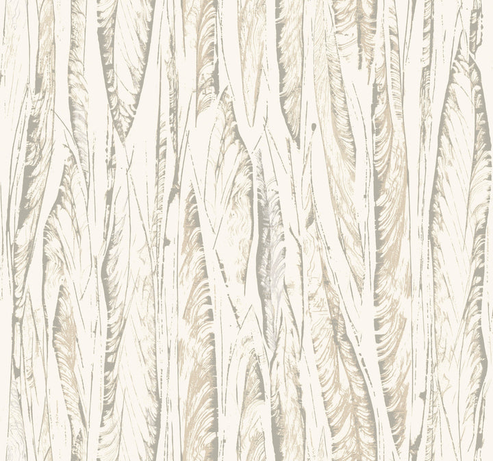Native Leaves Cream & Beige Wallpaper by Antonina Vella Antonina Vella Elegant Earth Covers about 60.8 square feet 27-in by 27-ft long roll Unpasted 25.25 - Fabric Carolina -