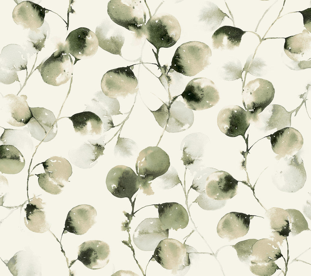 Eucalyptus Trail Green Wallpaper by Antonina Vella Antonina Vella Elegant Earth Covers about 60.8 square feet 27-in by 27-ft long roll Unpasted 24 - Fabric Carolina -