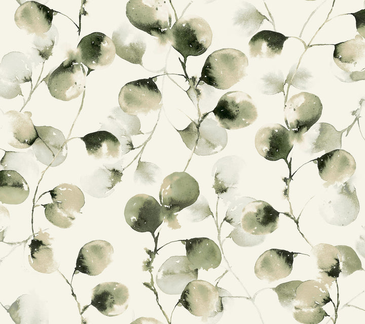 Eucalyptus Trail Green Wallpaper by Antonina Vella Antonina Vella Elegant Earth Covers about 60.8 square feet 27-in by 27-ft long roll Unpasted 24 - Fabric Carolina -