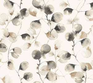 Eucalyptus Trail Black & Caramel Wallpaper by Antonina Vella