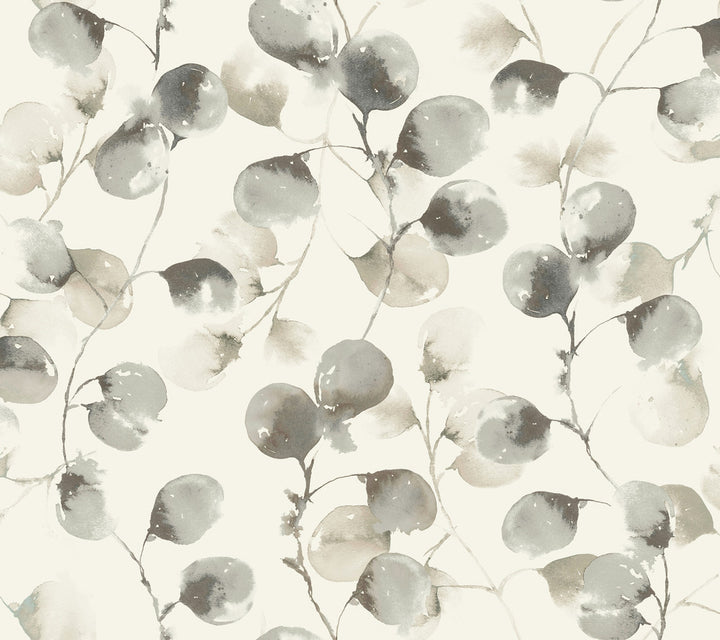 Eucalyptus Trail Grey & Taupe Wallpaper by Antonina Vella Antonina Vella Elegant Earth Covers about 60.8 square feet 27-in by 27-ft long roll Unpasted 24 - Fabric Carolina -