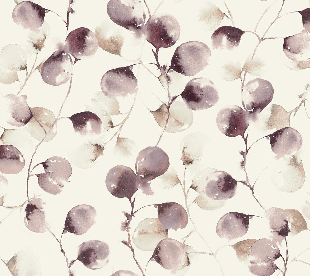 Eucalpytus Trail Mulberry Wallpaper by Antonina Vella Antonina Vella Elegant Earth Covers about 60.8 square feet 27-in by 27-ft long roll Unpasted 24 - Fabric Carolina -