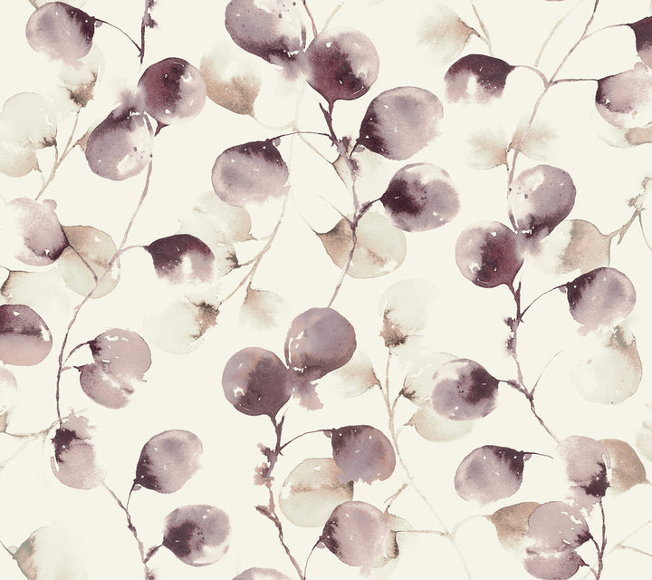 Eucalpytus Trail Mulberry Wallpaper by Antonina Vella Antonina Vella Elegant Earth Covers about 60.8 square feet 27-in by 27-ft long roll Unpasted 24 - Fabric Carolina -