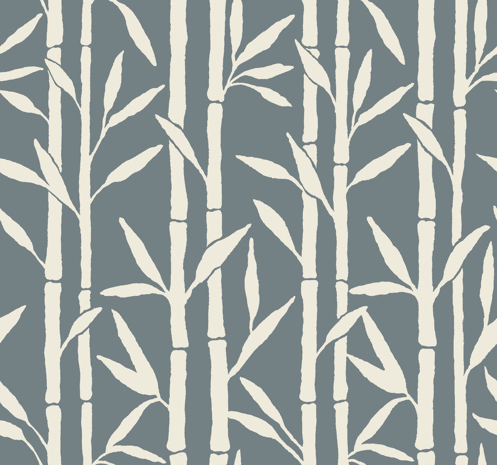 Bamboo Grove Blue Wallpaper by Antonina Vella Antonina Vella Elegant Earth Covers about 60.8 square feet 27-in by 27-ft long roll Unpasted 25.25 - Fabric Carolina -