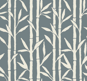 Bamboo Grove Blue Wallpaper by Antonina Vella