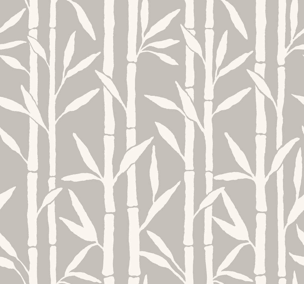 Bamboo Grove Grey Wallpaper by Antonina Vella Antonina Vella Elegant Earth Covers about 60.8 square feet 27-in by 27-ft long roll Unpasted 25.25 - Fabric Carolina -