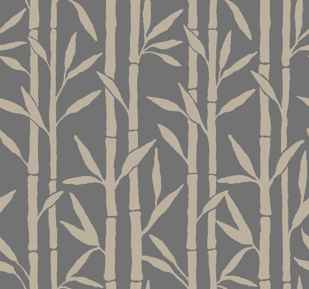 Bamboo Grove Charcoal Wallpaper by Antonina Vella Antonina Vella Elegant Earth Covers about 60.8 square feet 27-in by 27-ft long roll Unpasted 25.25 - Fabric Carolina -