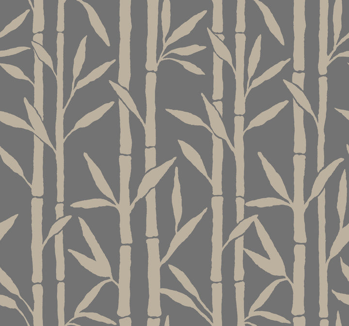 Bamboo Grove Charcoal Wallpaper by Antonina Vella Antonina Vella Elegant Earth Covers about 60.8 square feet 27-in by 27-ft long roll Unpasted 25.25 - Fabric Carolina -