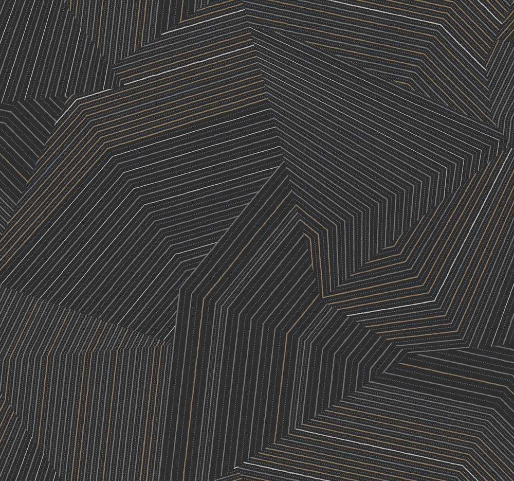 Dotted Maze Black Wallpaper by York Wallcoverings New Origins Covers about 60.8 square feet 27-in by 27-ft long roll Unpasted 25.25 - Fabric Carolina -
