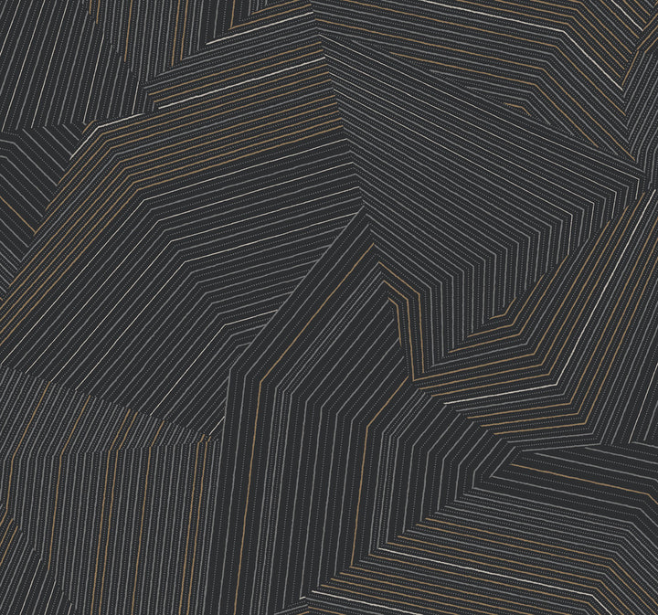 Dotted Maze Black Wallpaper by York Wallcoverings New Origins Covers about 60.8 square feet 27-in by 27-ft long roll Unpasted 25.25 - Fabric Carolina -