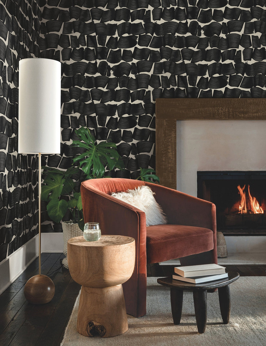 Brushed Ink Black Wallpaper by York Wallcoverings Designer