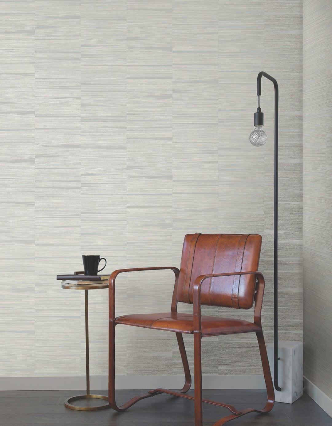 Line Stripe Grey Wallpaper by York Wallcoverings Designer