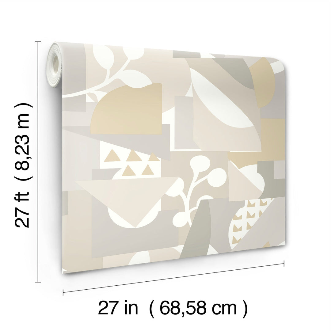Cut Outs Neutral Wallpaper by York Wallcoverings Designer