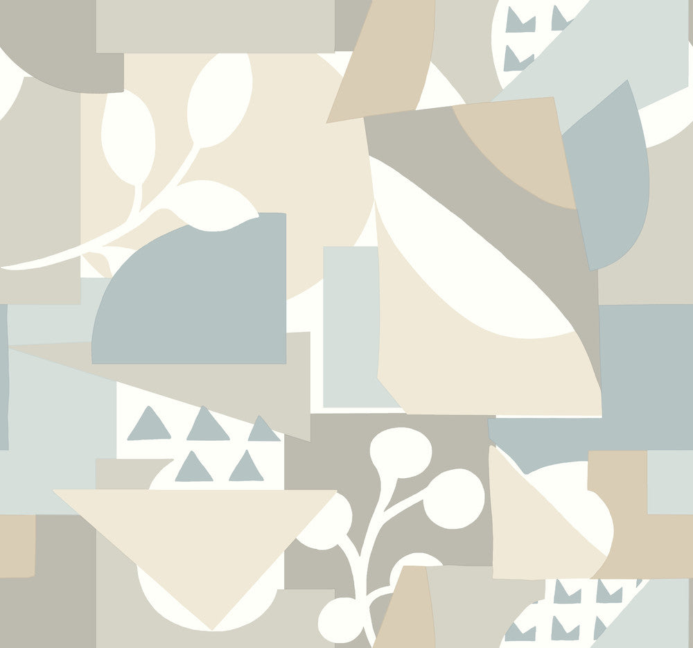 Cut Outs Sky Blue Wallpaper by York Wallcoverings New Origins Covers about 60.8 square feet 27-in by 27-ft long roll Unpasted 25.25 - Fabric Carolina -
