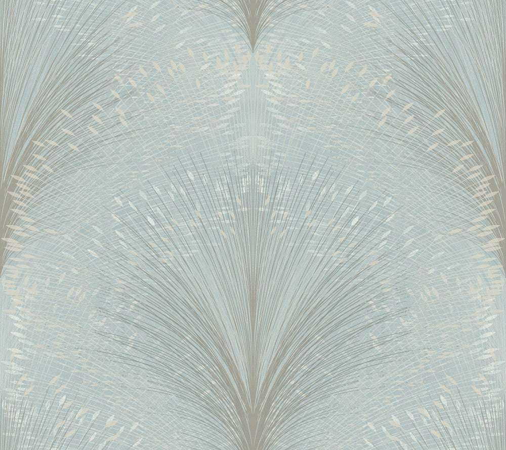 Papyrus Plume Sky Blue Wallpaper by York Wallcoverings New Origins Covers about 60.8 square feet 27-in by 27-ft long roll Unpasted 24 - Fabric Carolina -
