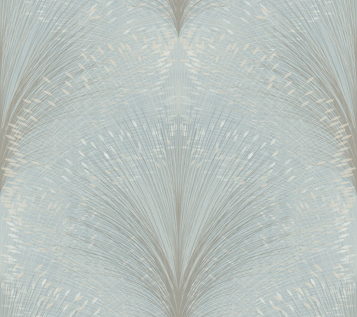 Papyrus Plume Sky Blue Wallpaper by York Wallcoverings New Origins Covers about 60.8 square feet 27-in by 27-ft long roll Unpasted 24 - Fabric Carolina -