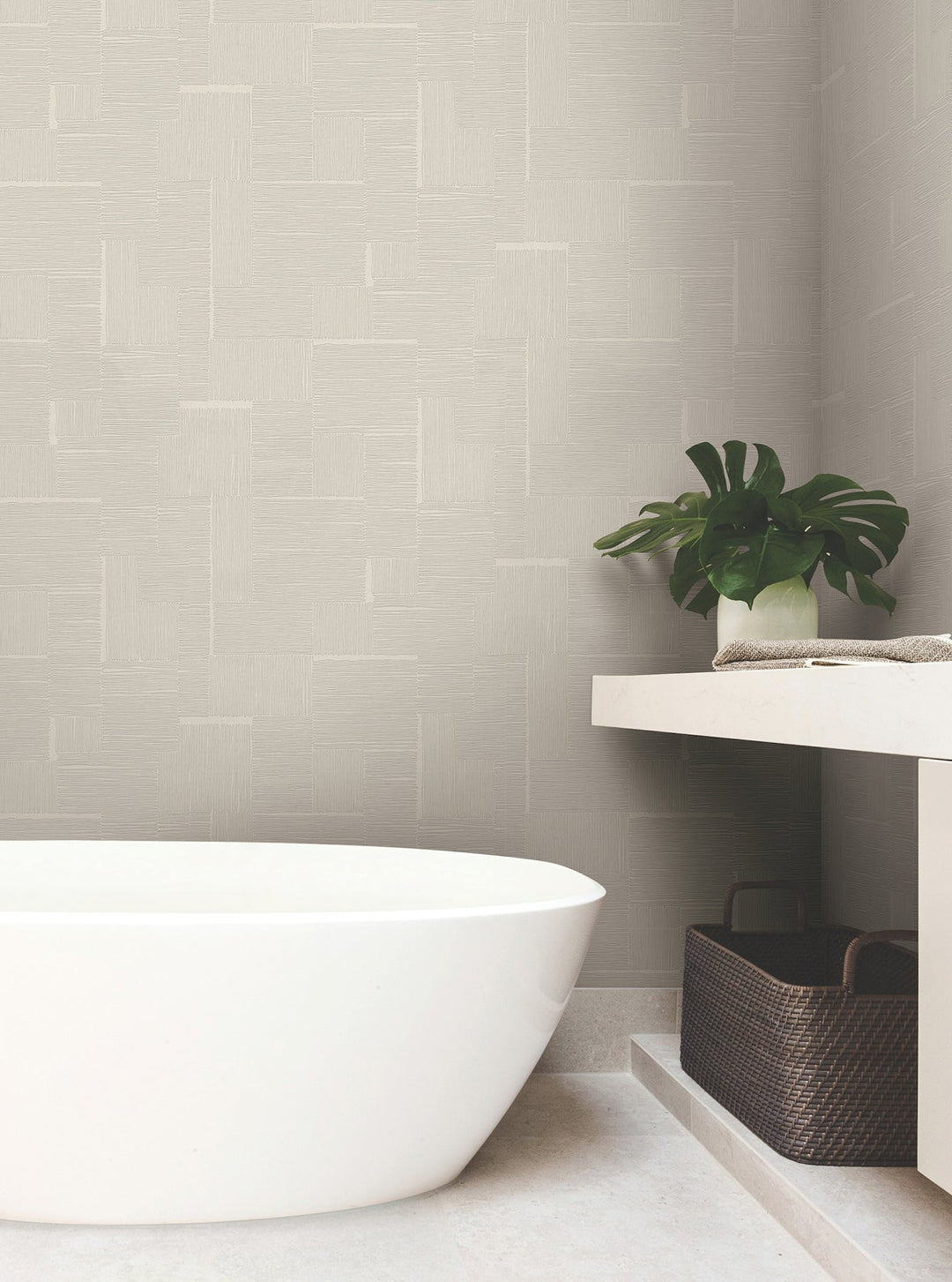 Contour Beige Wallpaper by York Wallcoverings Designer