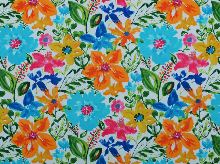 Okeefe Cabana Blue 52 by Covington Fabric our website for purchase 100% Cotton Pakistan 50000 Horizontal: 27" and Vertical: 25.5" 54" - Fabric Carolina -