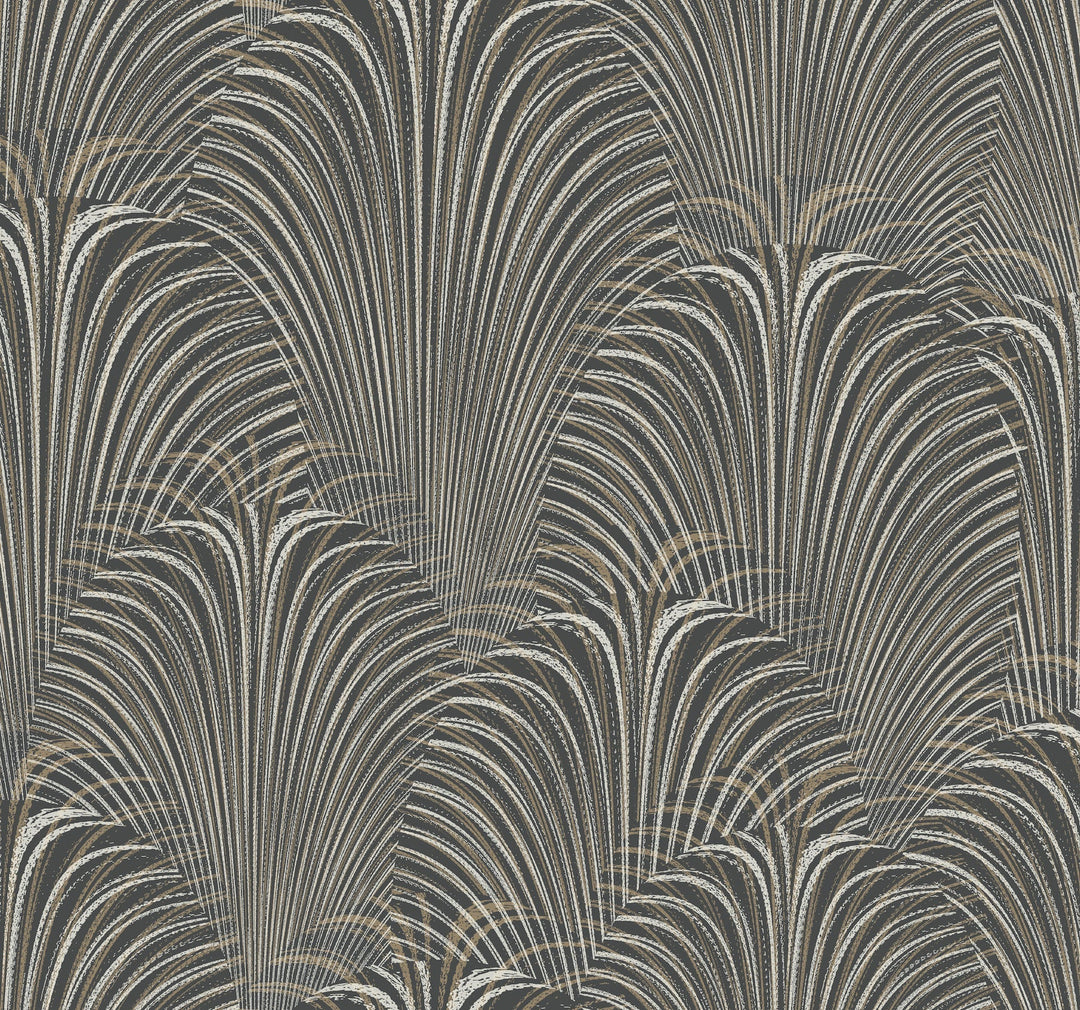 Deco Fountain Black Wallpaper by York Wallcoverings Designer