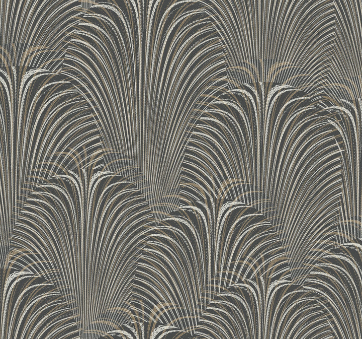 Deco Fountain Black Wallpaper by York Wallcoverings Designer