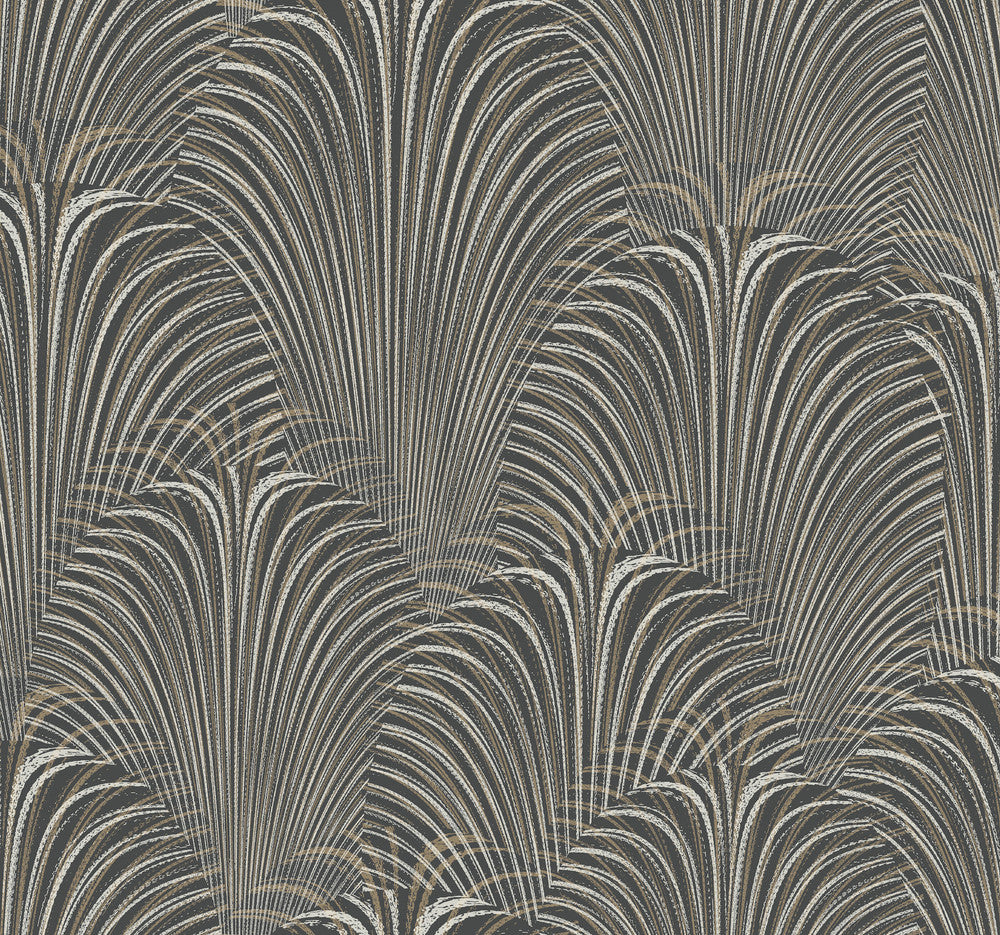Deco Fountain Black Wallpaper by Candice Olson Candice Olson Journey Covers about 60.8 square feet 27-in by 27-ft long roll Unpasted 25.25 - Fabric Carolina -