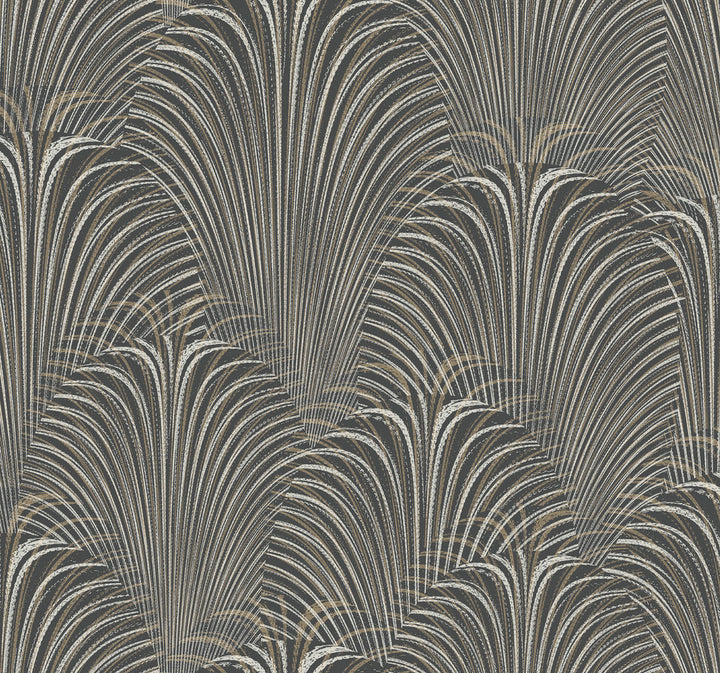 Deco Fountain Black Wallpaper by Candice Olson Candice Olson Journey Covers about 60.8 square feet 27-in by 27-ft long roll Unpasted 25.25 - Fabric Carolina -