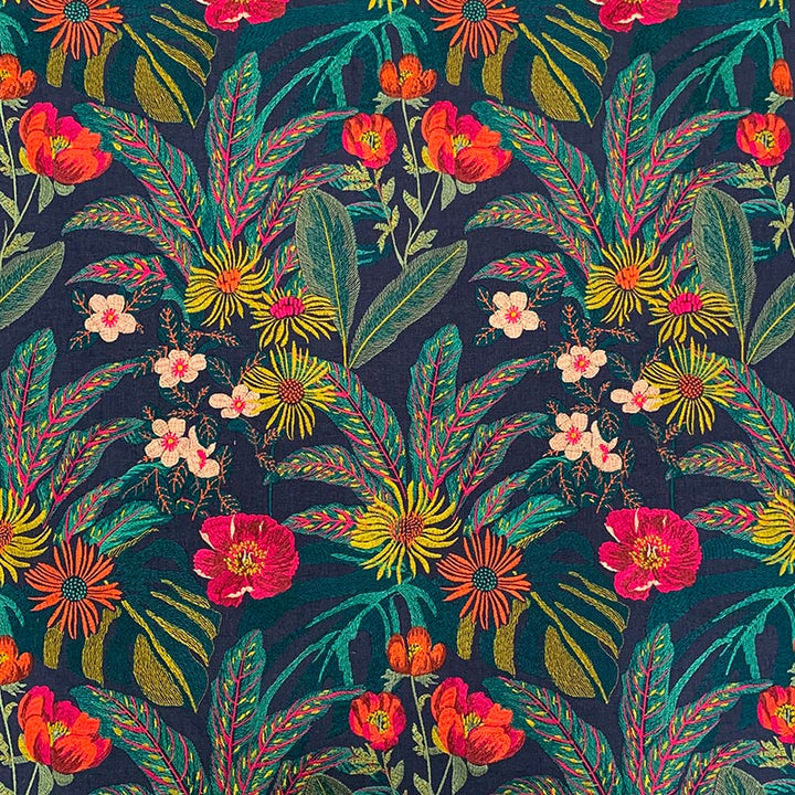 Olga Midnight by Magnolia Fabric - 48Visc/27Poly/25Ctn-Emb100Visc India 80000 Horizontal: 13.13 and Vertical: 18 52.5 - Fabric Carolina -