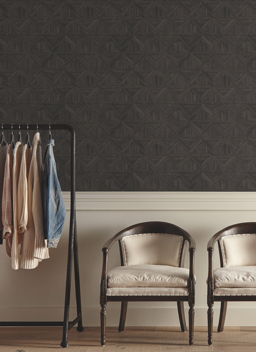 Parquet Black Wallpaper by Magnolia Home Designer