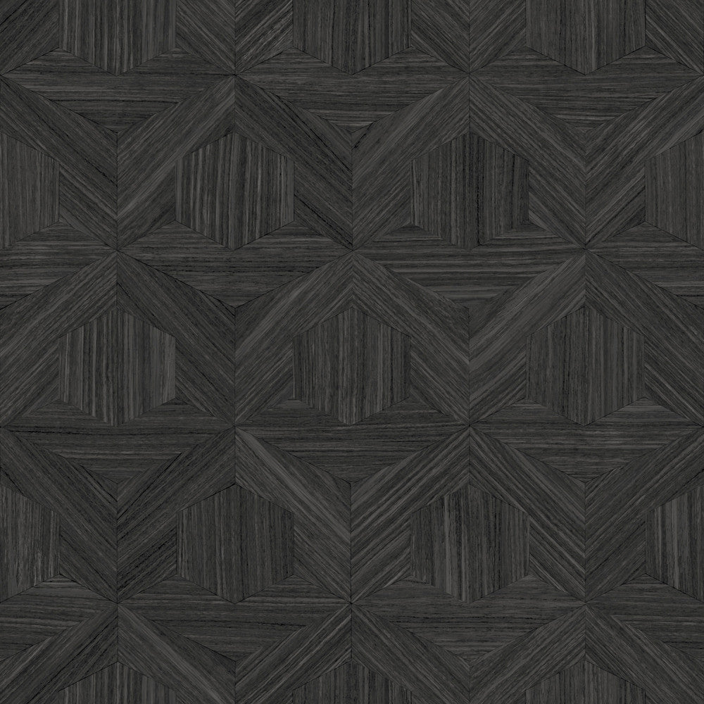 Parquet Black Wallpaper by Magnolia Home Magnolia Open Sheet Covers about 56.4 square feet 20.5-in by 33-ft long roll Prepasted 20.5 - Fabric Carolina -