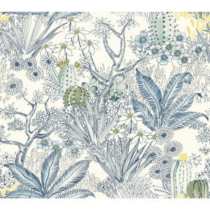 Flowering Desert Blue Wallpaper by York Wallcoverings