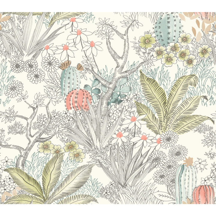 Flowering Desert Grey Wallpaper by York Wallcoverings Earthy Tones Covers about 60.8 square feet 27-in by 27-ft long roll Prepasted 24 - Fabric Carolina -