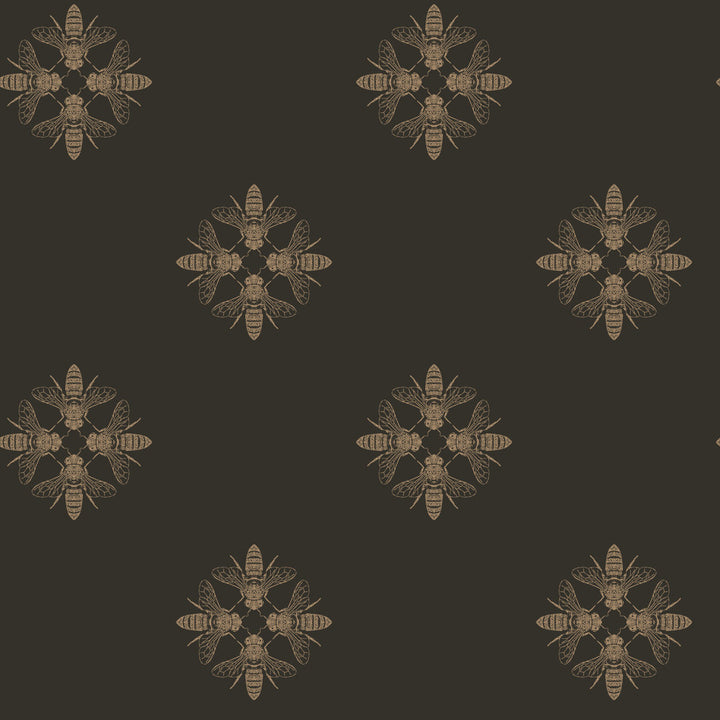 Honey Bee Gold & Black Wallpaper by Inspired by Color Black & White, III Covers about 56.4 square feet 20.5-in by 33-ft long roll Prepasted 10.25 - Fabric Carolina -