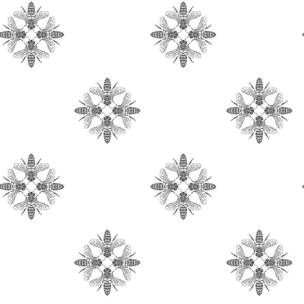 Honey Bee Black & White Wallpaper by Inspired by Color Black & White Resource Library Covers about 56.4 square feet 20.5-in by 33-ft long roll Prepasted 10.25 - Fabric Carolina -