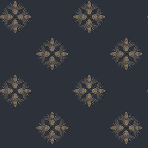 Honey Bee Gold & Navy Wallpaper by Inspired by Color
