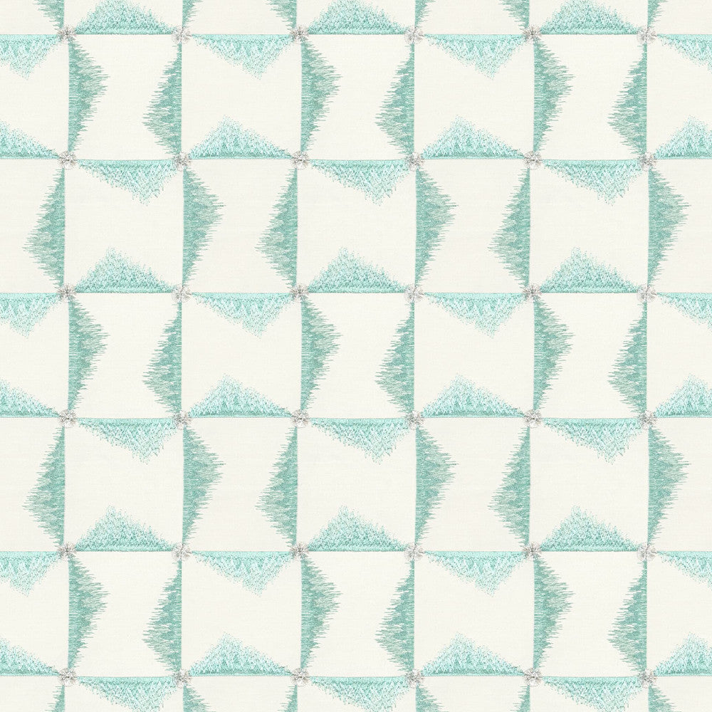 Ontario 1 Aqua by Stout Designer Fabric RAINBOW LIBRARY SPRAY/SHORELINE 80%COT 20%POL %BEMB INDIA Horizontal: 6.750 and Vertical: 7.500 52 in - Swanky Fabrics -