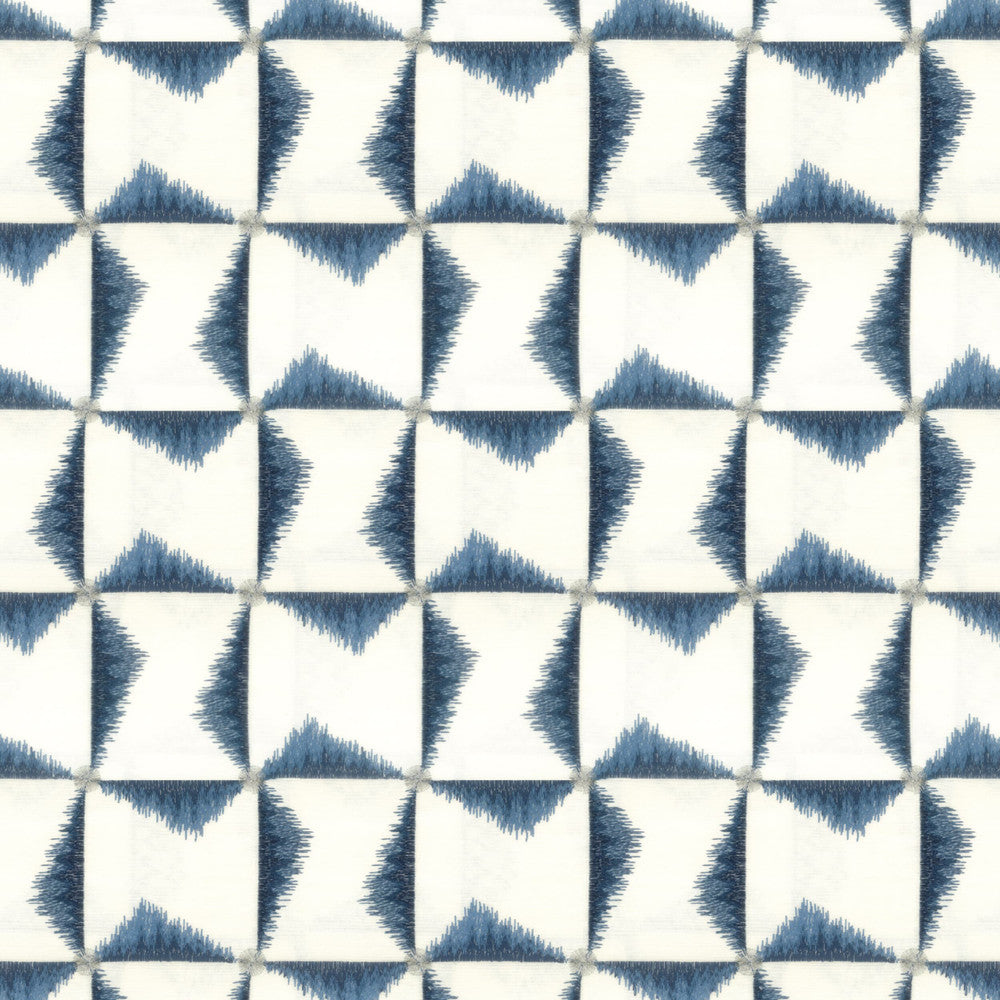Ontario 3 Navy by Stout Designer Fabric RAINBOW LIBRARY INK/SAPPHIRE 80%COT 20%POL %BEMB INDIA Horizontal: 6.750 and Vertical: 7.500 52 in - Swanky Fabrics -