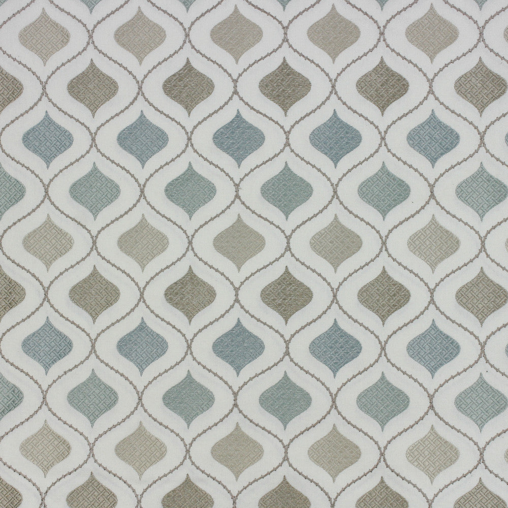 Orient Mist by Richloom Fabric See sample 50%POLYESTER, 50%COTTON BASE (100% POLY EMB) USA or Imported N/A </p><p>Repeat: V9.25" x H4.25" 56" - Fabric Carolina -