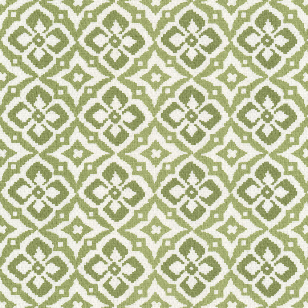 Ornament 2 Celadon by Stout Designer Fabric RAINBOW LIBRARY SAGE/CYPRESS 100%COT INDIA Horizontal: 3.000 and Vertical: 3.000 59 in - Swanky Fabrics -