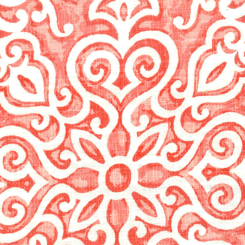 Ortiz 1 Coral by Aoc Fabric RAINBOW LIBRARY CORAL/BLOSSOM 100%COT INDIA Horizontal: 13 and Vertical: 12.5 53.12 in - Fabric Carolina -