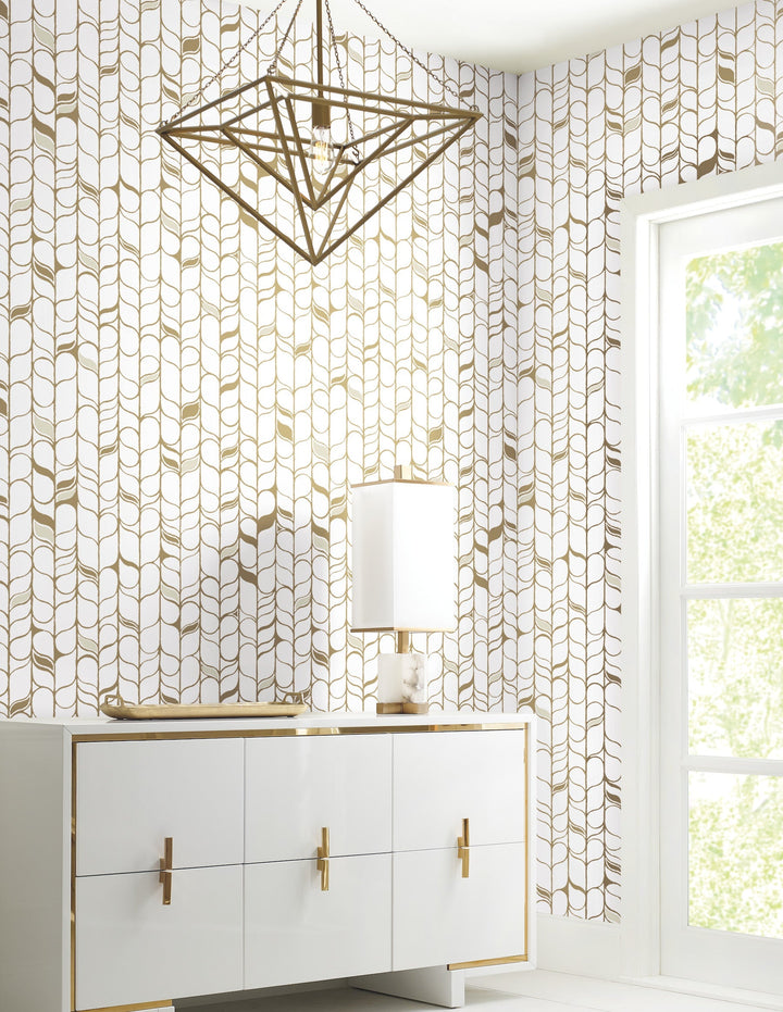 Perfect Petals White & Gold Wallpaper by Candice Olson Designer